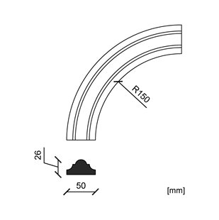 Zaokrąglony narożnik listwy ściennej LS-03